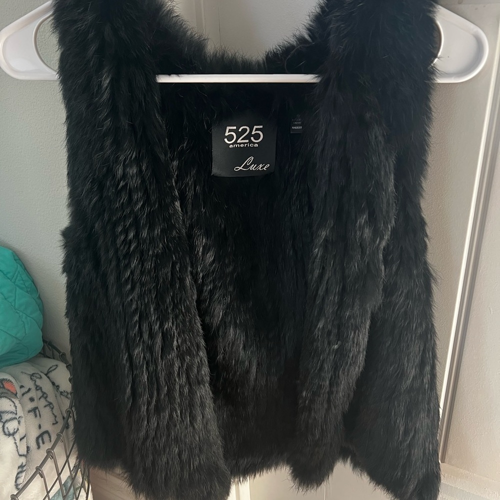 525 America Luxe Black Rabbit Fur Vest